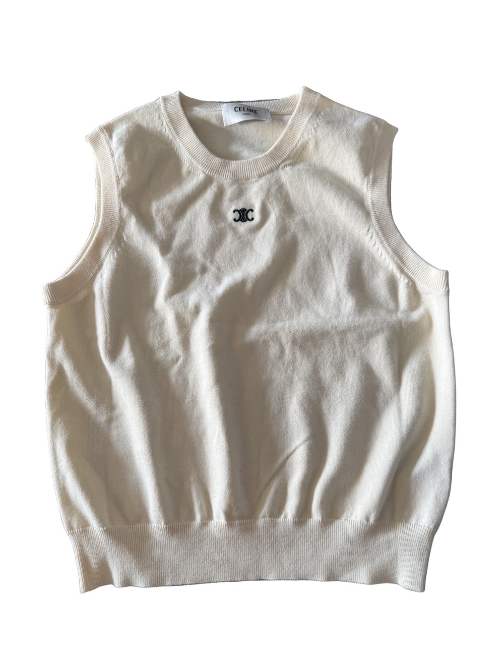 Celine Cream Sleeveless Knit Tank Top
